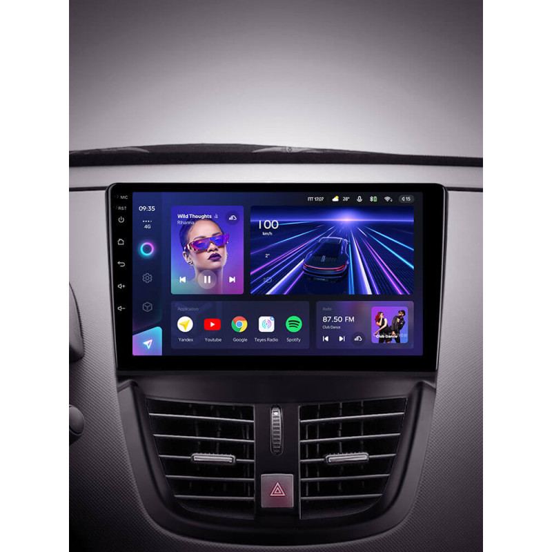Stacja radiowo-telewizyjna Teyes CC3 4+64 GB do Peugeot 207 (2006–2015), 9-calowa.