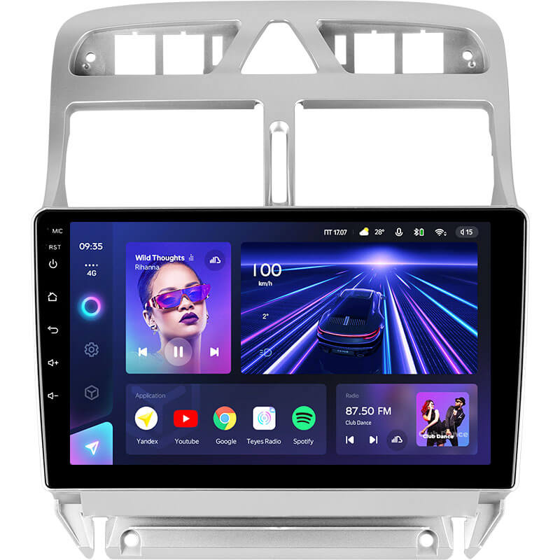 Android head unit Teyes CC3 4+64 Gb Peugeot 307 1 2001-2008 9″