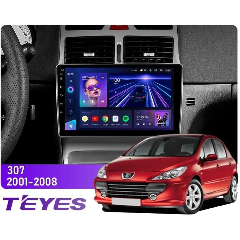 Android head unit Teyes CC3 4+64 Gb Peugeot 307 1 2001-2008 9″