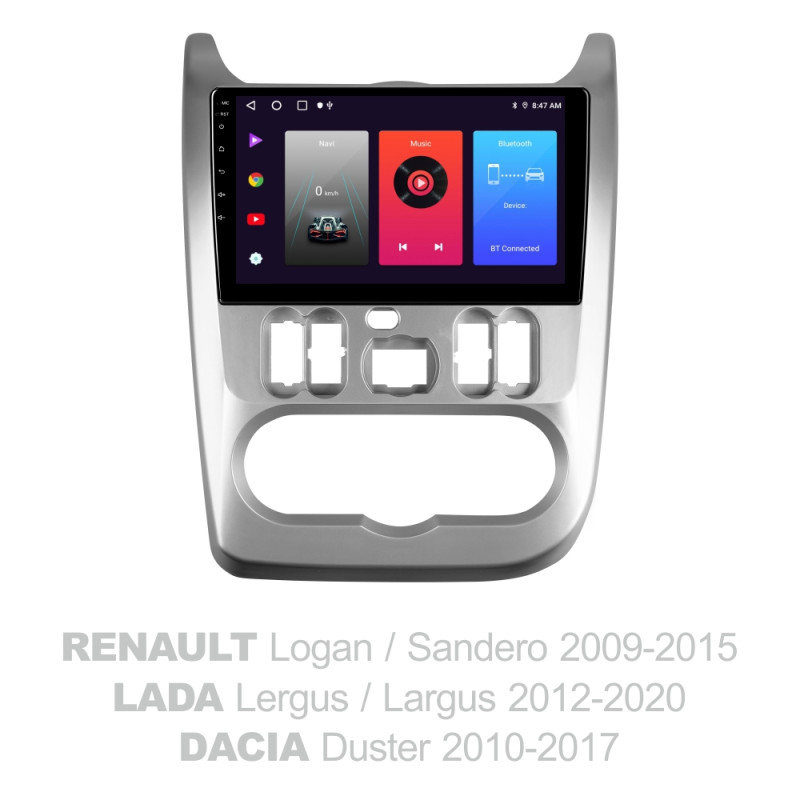 Android head unit SIGMA F9216 ANDROID 10 2+32 Gb Renault Logan 1 Sandero For Dacia Duster 2009-2017 9"