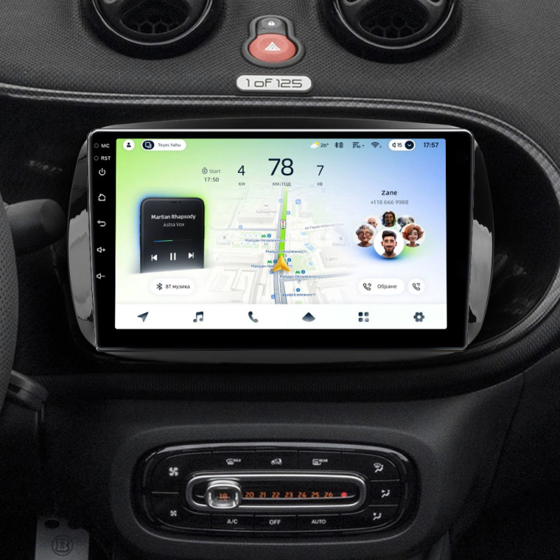 Fest eingebaute Magnetophonanlage Teyes CC4L 4+64 GB für Mercedes-Benz Smart Fortwo (3. Generation, Baureihe C453/A453/W453, Baujahre 2014–2020), 9-Zoll (L1).