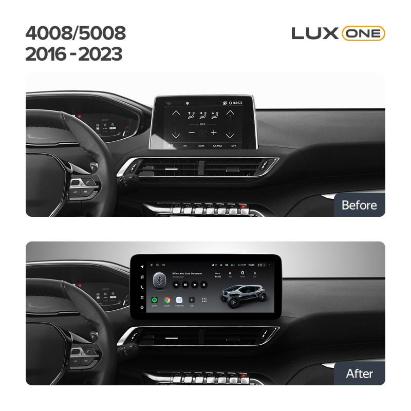 Android head unit Teyes LUX ONE 6+128 Gb Peugeot 4008 5008 2016-2023 12.3"