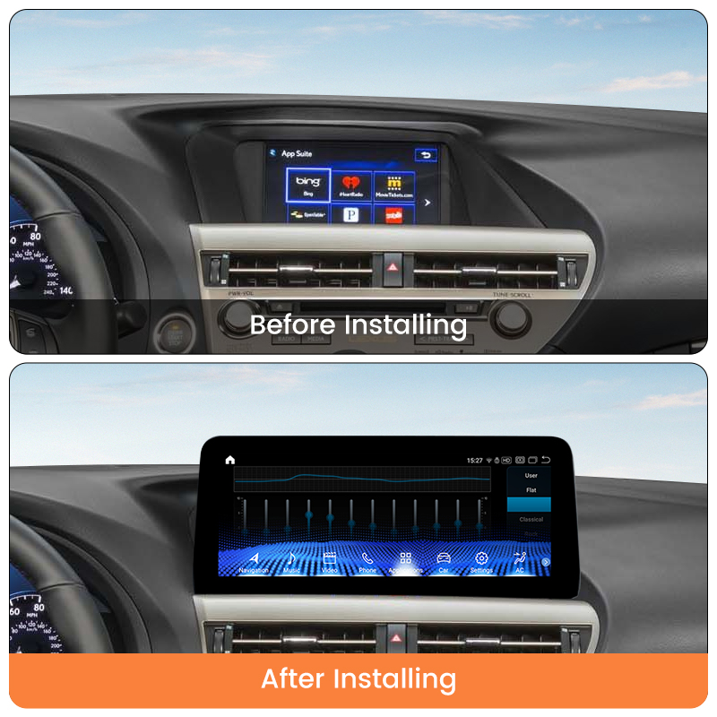 Android head unit AMS LEXUS RX270/350/450 2009-2011 Low Trim+Mouse control 720P 4+64Gb 12.3"