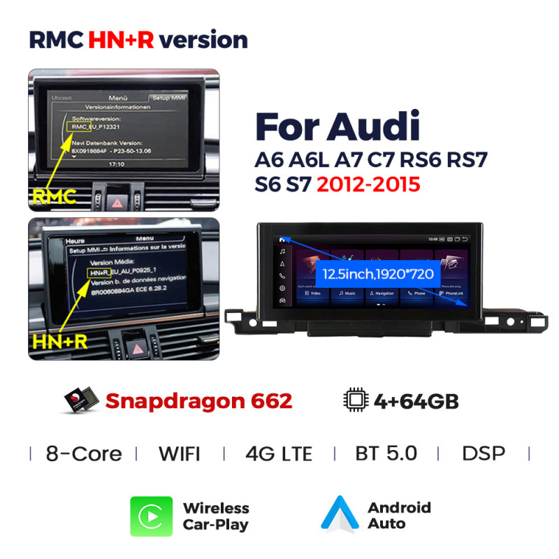 Android head unit AMS Audi A6 2012-2018 RMC 4+64Gb 12.3"