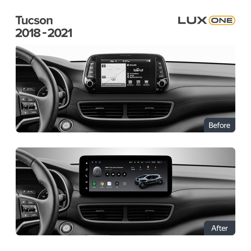 Android head unit Teyes LUX ONE 4+64 Gb Hyundai Tucson (1 Din) 2018-2021 12.3"