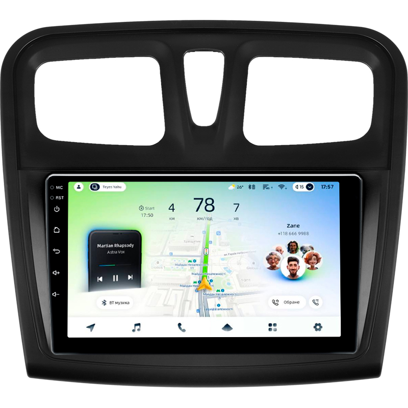 Android head unit Teyes CC4L 4+64 Gb Renault Logan 2 2012-2022 Sandero 2 2013-2022 (F1) (B) 9" (L1)
