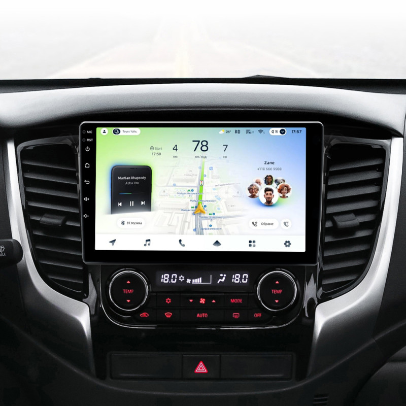 Android head unit Teyes CC4L 4+64 Gb Mitsubishi L200 5 (F2) (Automatic air conditioning) 2015-2019 9"