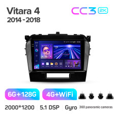 Android head unit Teyes CC3 6+128 Gb with 360° surround view° Suzuki Vitara 4 2014-2018 9" 2k