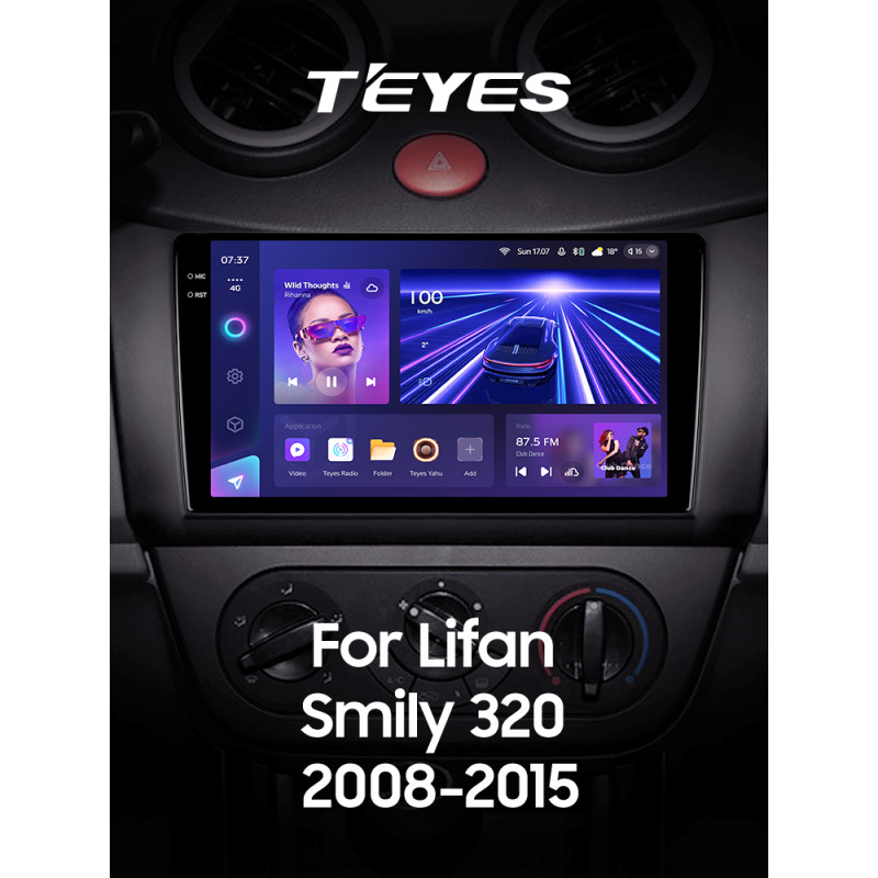 Android head unit Teyes CC3 4+64 Gb Lifan Smily 320 2008-2015 9" 2k