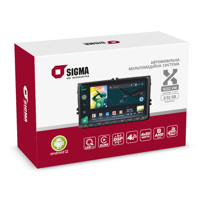 Car multimedia system SIGMA X9232 VW ANDROID 10 2+32 Gb 4G DSP (9")