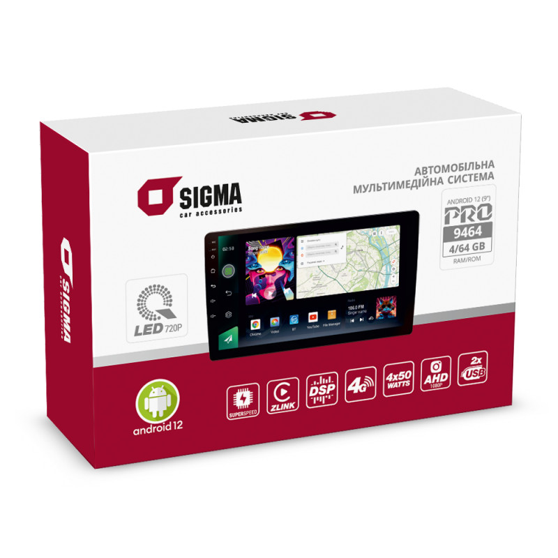 SIGMA PRO 9464 ANDROID 10 4+64 Gb 4G DSP (9")