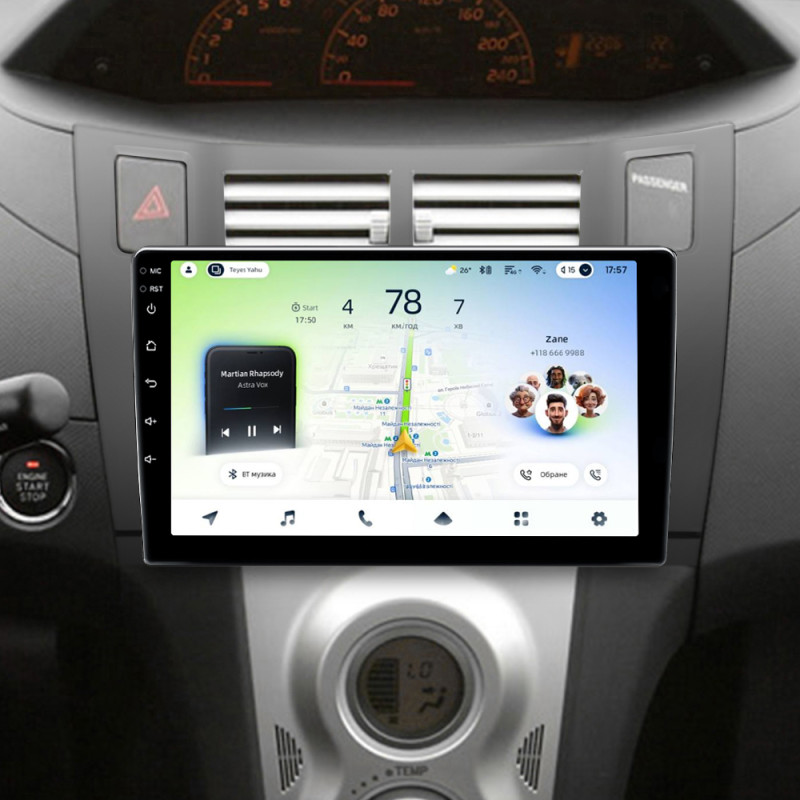 Fest eingebaute Magnetola Teyes CC4L 6+64 GB für Toyota Yaris (XP90, 2005–2012, F1), 9 Zoll.