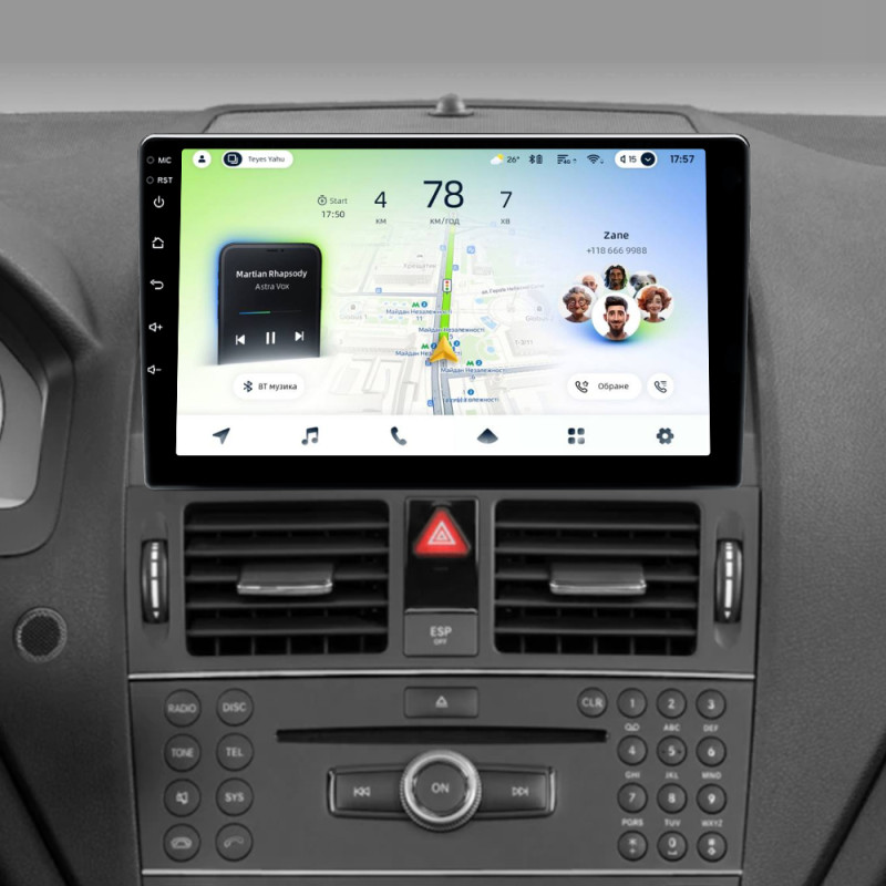 Android head unit Teyes CC4L 6+64 Gb Mercedes Benz C Class 3 W204 S204 2006-2011 9"
