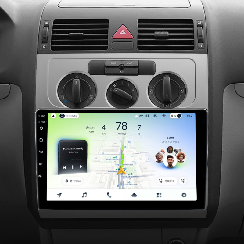 Android head unit Teyes CC4L 6+64 Gb Volkswagen Touran 1 2003-2010 (F1) 10"