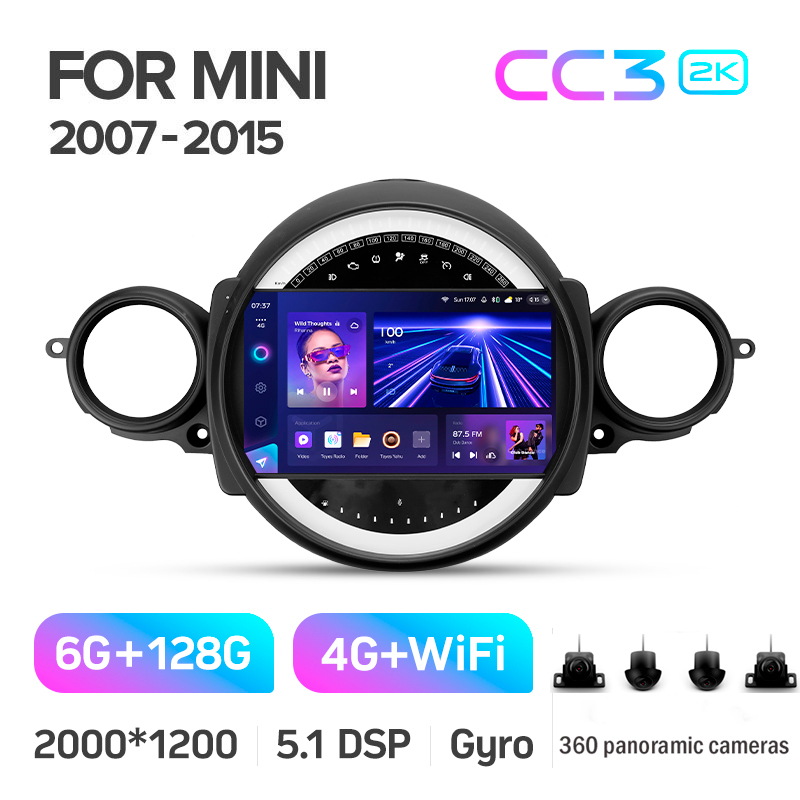 Android head unit Teyes CC3 6+128 Gb with 360° surround view° BMW Mini (F1) 2007-2015 9" 2k (L2)