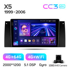 Android head unit Teyes CC3 4+64 Gb BMW X5 E39 E53 1999 - 2006 9" 2k