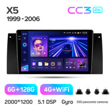 Android head unit Teyes CC3 6+128 Gb with 360° surround view° BMW X5 E39 E53 1999 - 2006 (maximum equipment) 9" 2k (L1)