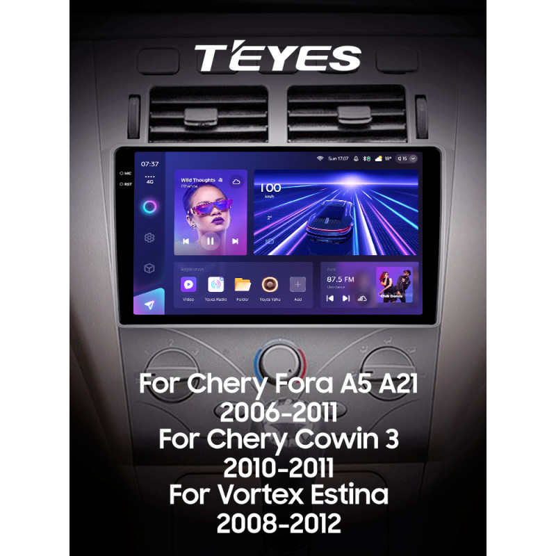 Android head unit Teyes CC3 6+128 Gb with 360° surround view° Chery Fora A5 A21 2006-2010 Cowin 3 A21 2010-2011 Vortex Estina 2008-2012 9" 2k