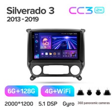 Android head unit Teyes CC3 6+128 Gb with 360° surround view° Chevrolet Silverado 3 GMTK2 2013-2019 10" 2k