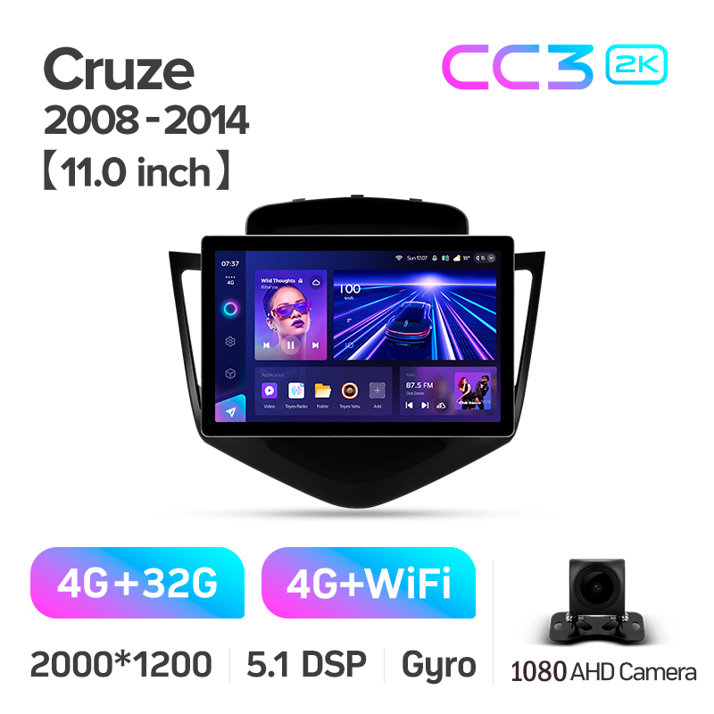 Android head unit Teyes CC3 4+32 Gb Chevrolet Cruze J300 2008-2014 11" 2k
