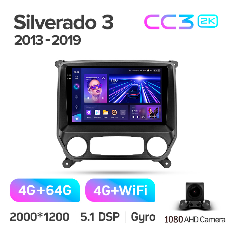 Android head unit Teyes CC3 4+64 Gb Chevrolet Silverado 3 GMTK2 2013-2019 10" 2k