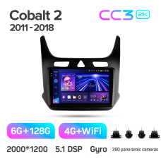 Android head unit Teyes CC3 6+128 Gb with 360° surround view° Chevrolet Cobalt 2 2011 - 2018 9" 2k