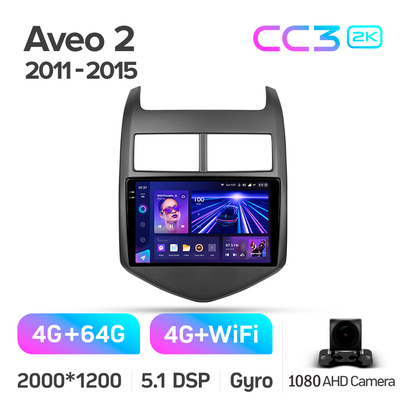 Android head unit Teyes CC3 4+64 Gb Chevrolet Aveo 2 2011-2015 9" 2k