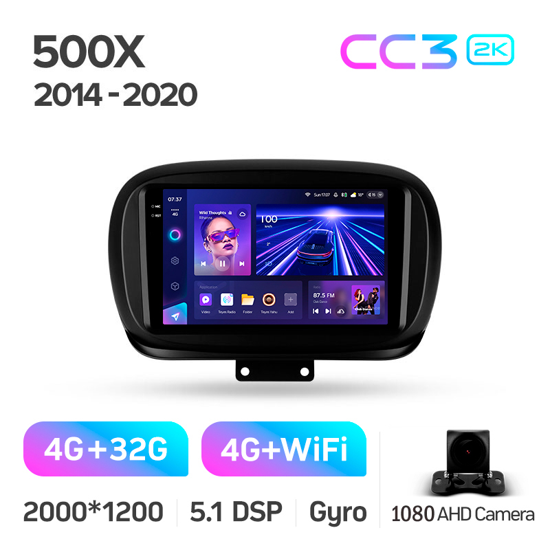 Android head unit Teyes CC3 4+32 Gb Fiat 500X 2014-2020 9" 2k (L1)