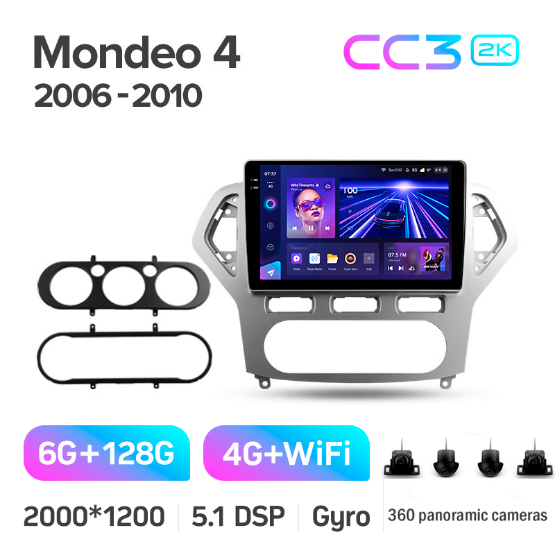 Fahrzeug-Hintergrundbeleuchtung Teyes CC3 6+128 GB mit 360°-Rundumsichtkamera für Ford Mondeo 4 (2006–2010), 10
