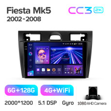 Android head unit Teyes CC3 6+128 Gb Ford Fiesta Mk VI 5 Mk5 2002 - 2008 9" 2k