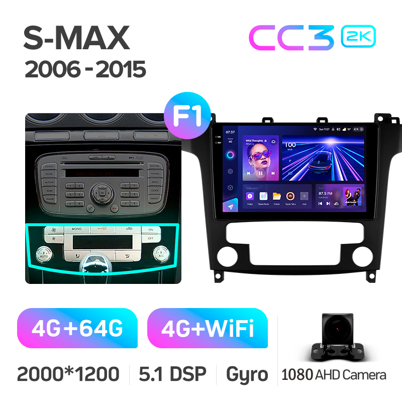 Oryginalna odtwarzacz multimedialny Teyes CC3 4+64 GB do Ford S-MAX 1 (F1) 2006–2015, 9