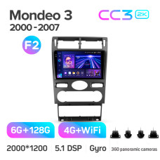 Štátní magnetofon Teyes CC3 6+128 GB s kruhovým pohledem 360° pro Ford Mondeo 3 (2000–2007, F2), 9