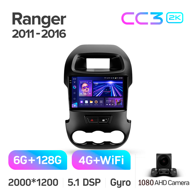 Fahrzeug-Magnetophon Teyes CC3 6+128 GB für Ford Ranger (F2) 2011–2016, 9