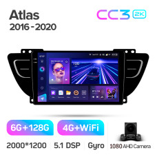 Android head unit Teyes CC3 6+128 Gb Geely Atlas NL-3 2016-2020 9" 2k