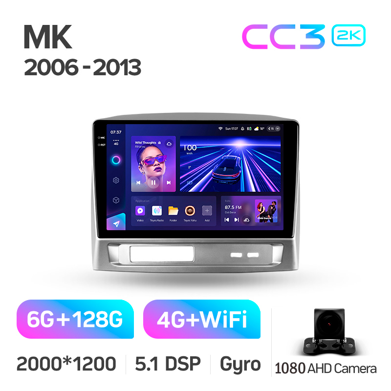 Android head unit Teyes CC3 6+128 Gb Geely MK 1 2006-2013 9" 2k