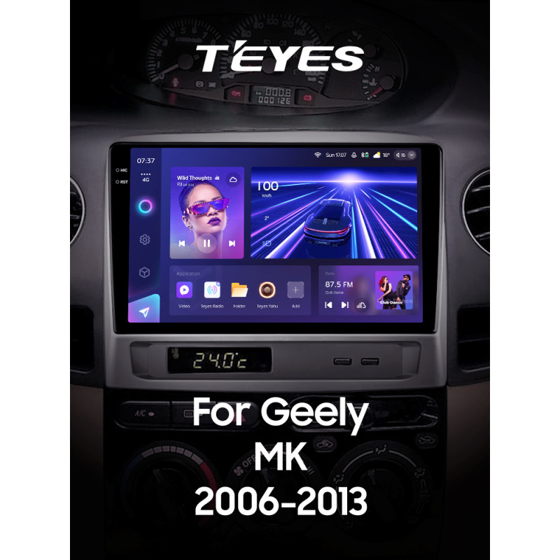Android head unit Teyes CC3 6+128 Gb Geely MK 1 2006-2013 9" 2k