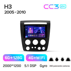 Equipo de audio original Teyes CC3 6+128 GB con pantalla panorámica de 360° para Hummer H3 1 (2005-2010), 9