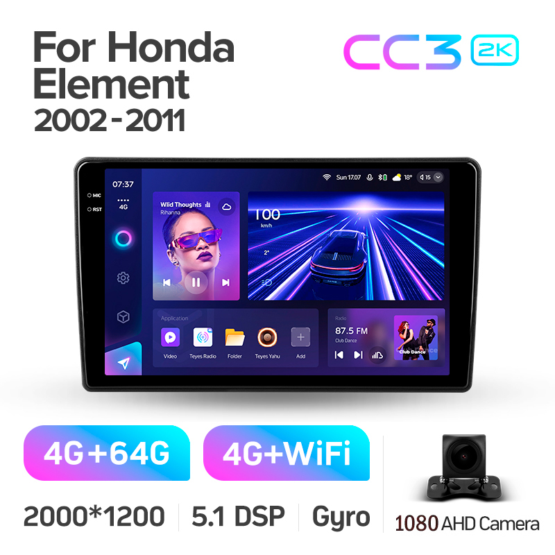 Android head unit Teyes CC3 4+64 Gb Honda Element YH 2002-2011 10" 2k
