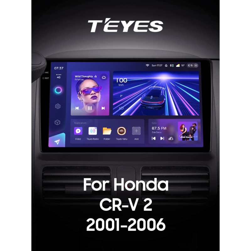 Festplatten-Magnetophon Teyes CC3 4+64 GB für Honda CR-V 2. CRV 2001–2006, 9 Zoll, 2DIN