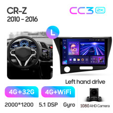 Android head unit Teyes CC3 4+32 Gb Honda CR-Z 1 CRZ (Left hand drive) 2010-2016 9" 2k