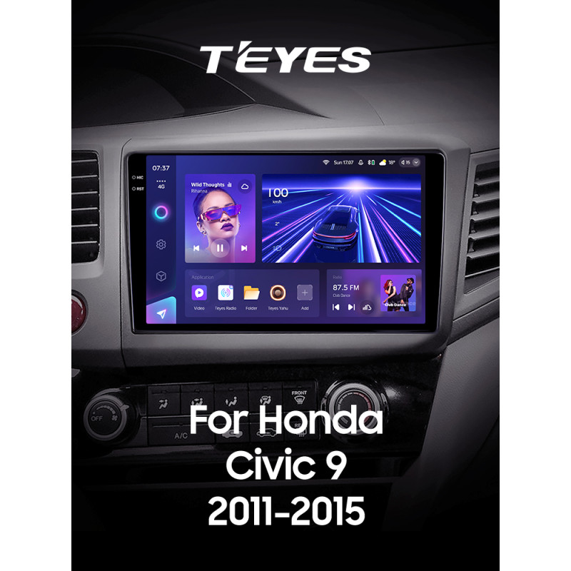 Stacja głośnomówiąca Teyes CC3 6+128 GB z panoramicznym wyświetlaczem 360° do Hondy Civic 9 FB FK FD (2011–2015), 9