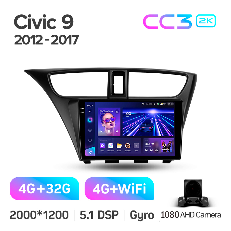 Stacja głośnikowa Teyes CC3 4+32 GB Honda Civic 9 FK FB 2012–2017, 9