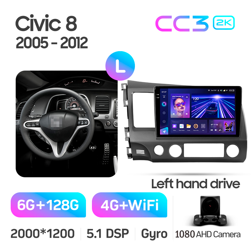 Štátní magnetofon Teyes CC3 6+128 GB pro Honda Civic 8 (FK, FN, FD) 2005–2012, 10