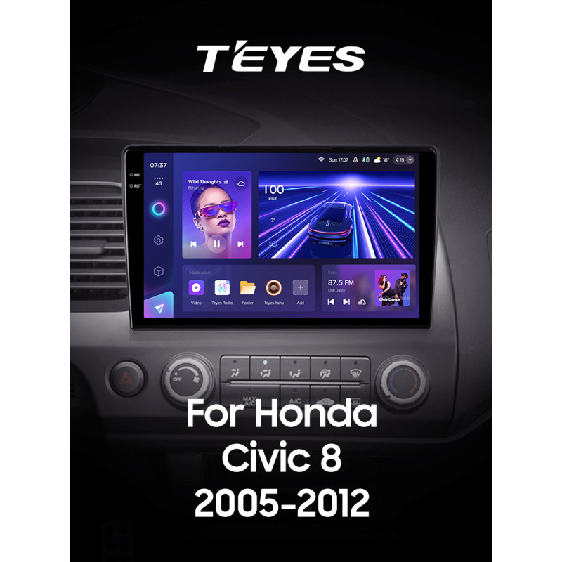 Android head unit Teyes CC3 6+128 Gb with 360° surround view° Honda Civic 8 FK FN FD 2005-2012 10" 2k