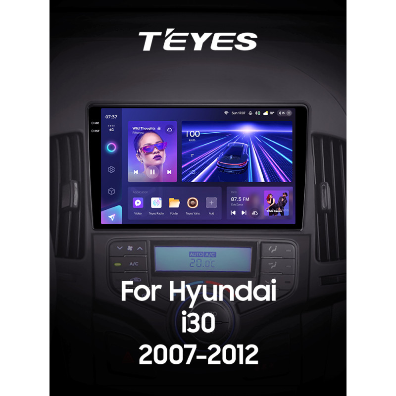 Android head unit Teyes CC3 4+64 Gb Hyundai i30 1 FD 2007-2012 (F1) 9" 2k