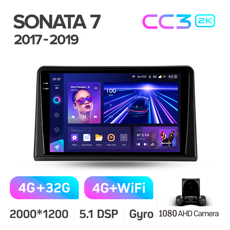 Android head unit Teyes CC3 4+32 Gb Hyundai Sonata 7 LF 2017-2019 9" 2k