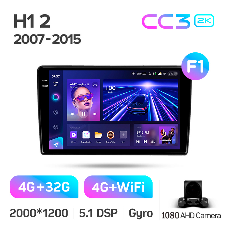 Android head unit Teyes CC3 4+32 Gb Hyundai H1 II 2 TQ 2007-2015 (F1) 9" 2k