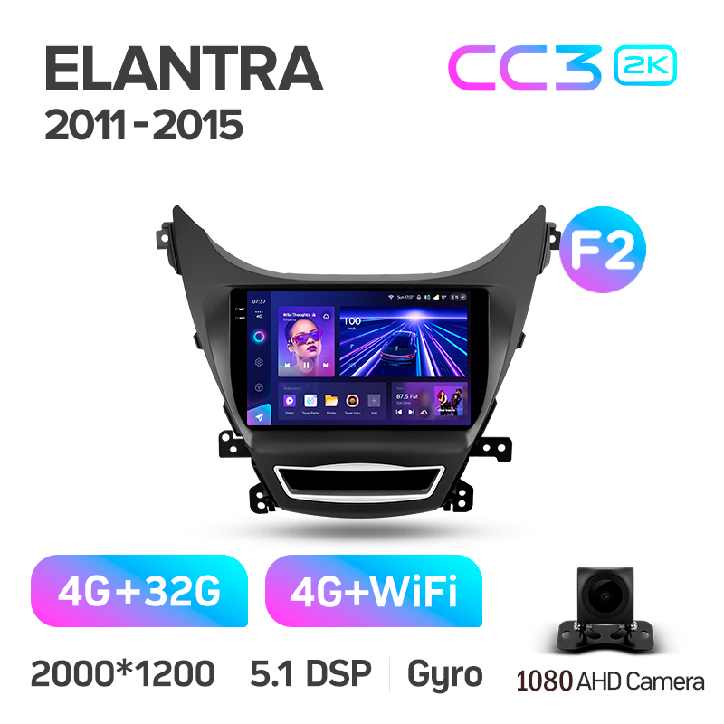Android head unit Teyes CC3 4+32 Gb Hyundai Elantra 5 JK GD MD UD 2010-2016 (F2) 9" 2k