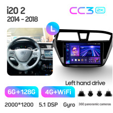 Odtwarzacz multimedialny Teyes CC3 6+128 GB z kamerą 360° (panoramą) do Hyundai i20 II (2014–2018), 9
