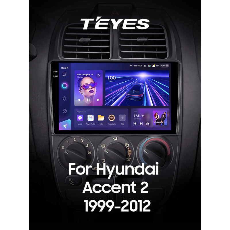 Android head unit Teyes CC3 6+128 Gb with 360° surround view° Hyundai Accent II 2 LC2 (F1) 1999-2012 9" 2k